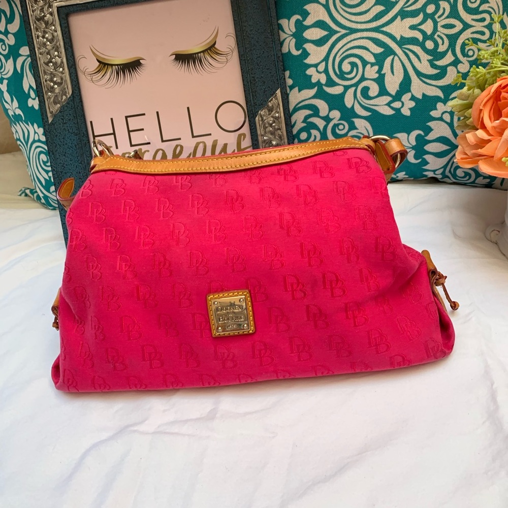 Dooney & Bourke Pink Canvas/ Leather Trim Handbag - Picture 2 of 8
